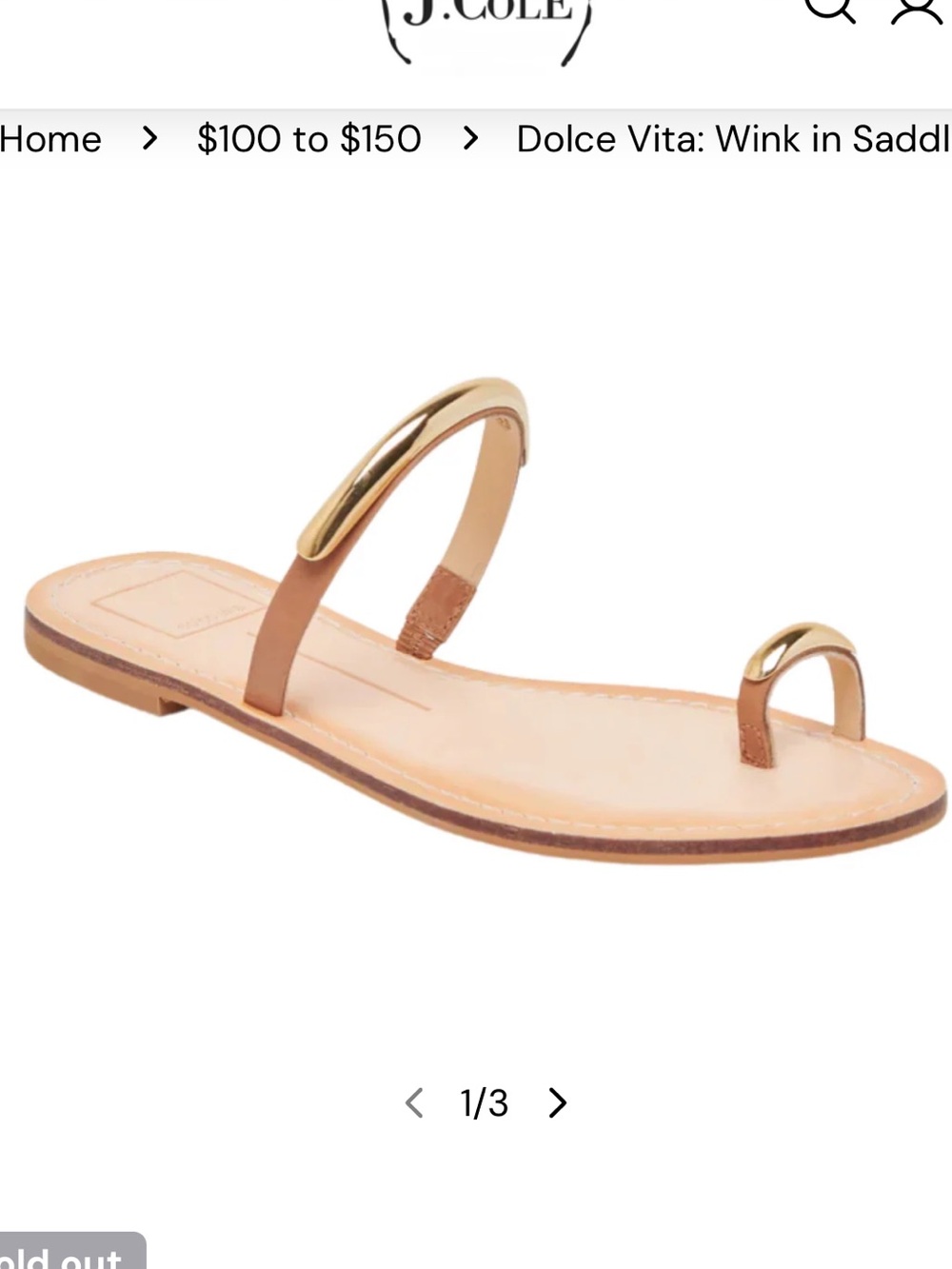Dolce Vita Tan Leather Toe-Loop Sandals with Gold Accent